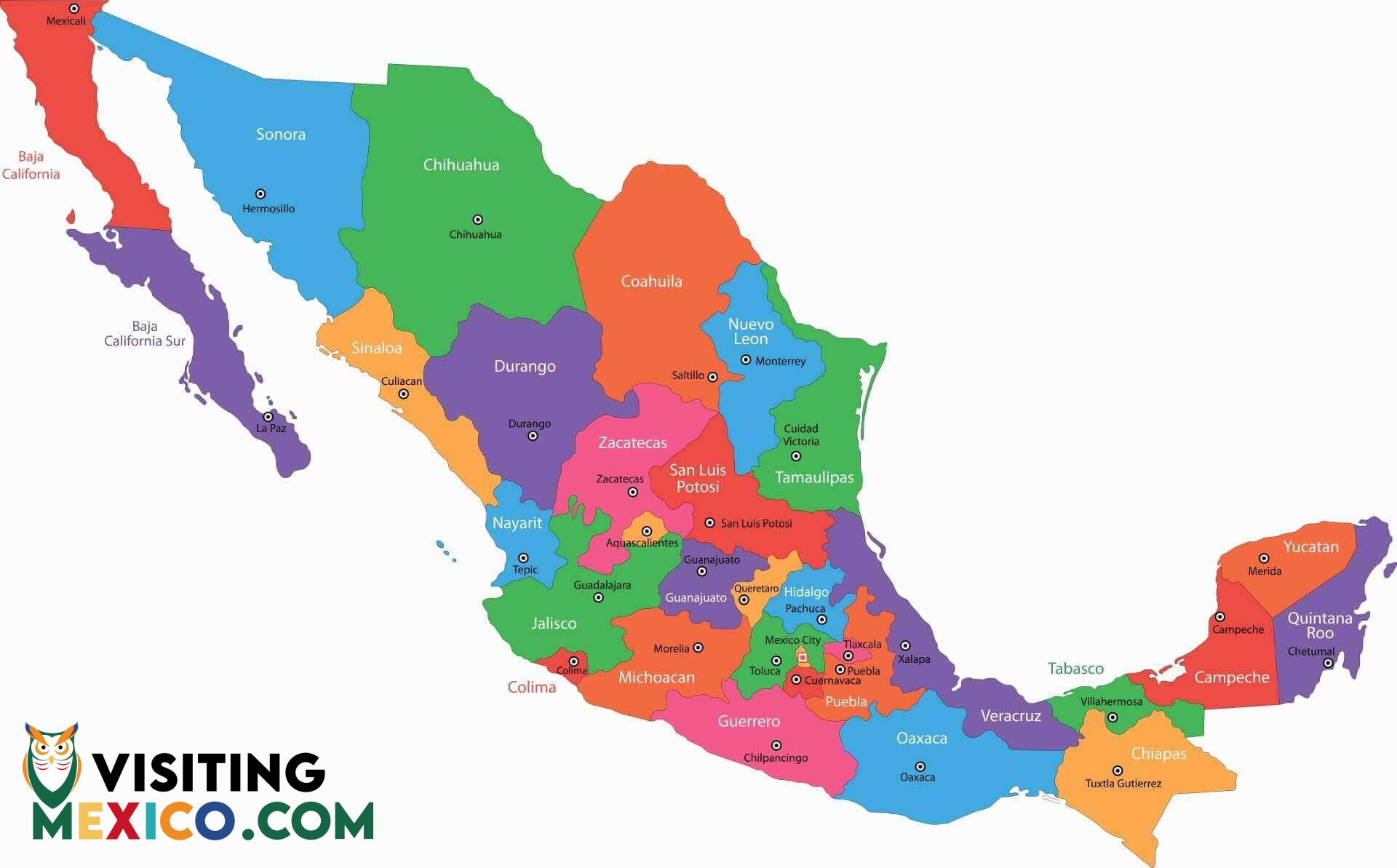 States in Mexico | Visiting Mexico, image size:1920x1193