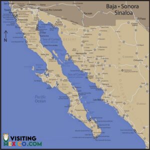 Baja California Sur, Baja California, Sonora and Sinaloa RV sites Map – click to download a free copy