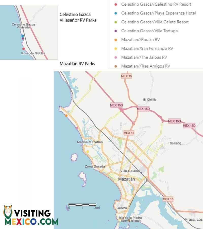 RV Parks Map of Mazatlan, Sinaloa Mexico, RV Sinaloa Mexico, RV Mexico, RV Map Mexico, Mexico RV Parks Map, Sinaloa Mexico RV Map