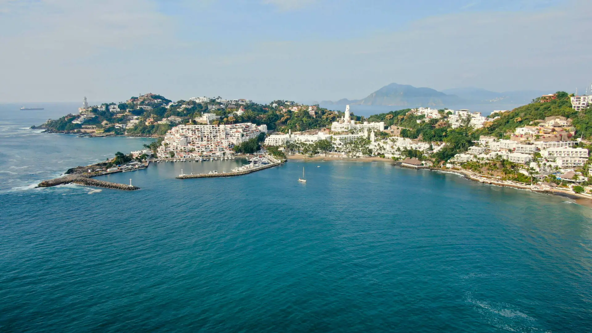Manzanillo Colima Mexico aerial view of the Peninsula de Santiago