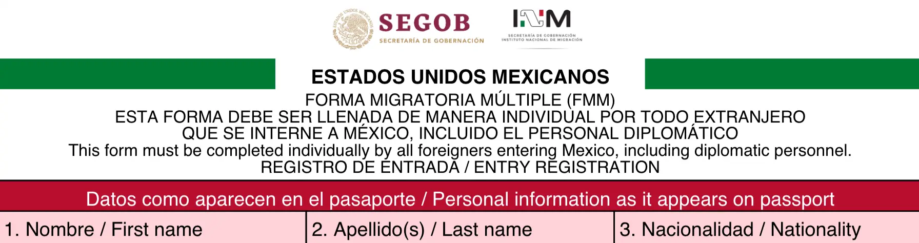FMM tourist permit Mexico