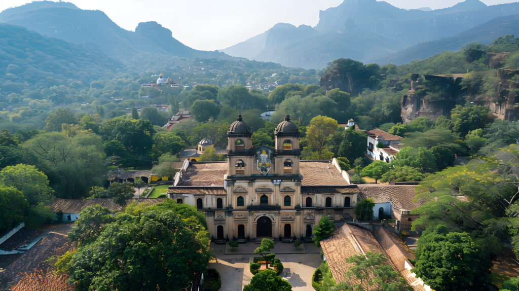 View of Tepoztlán's church Iglesia de la Santísima Trinidad, a focal point of the city